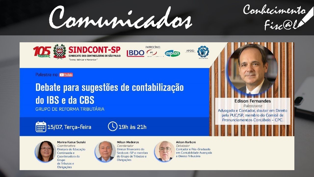 Sugestões de contabilização do IBS e da CBS