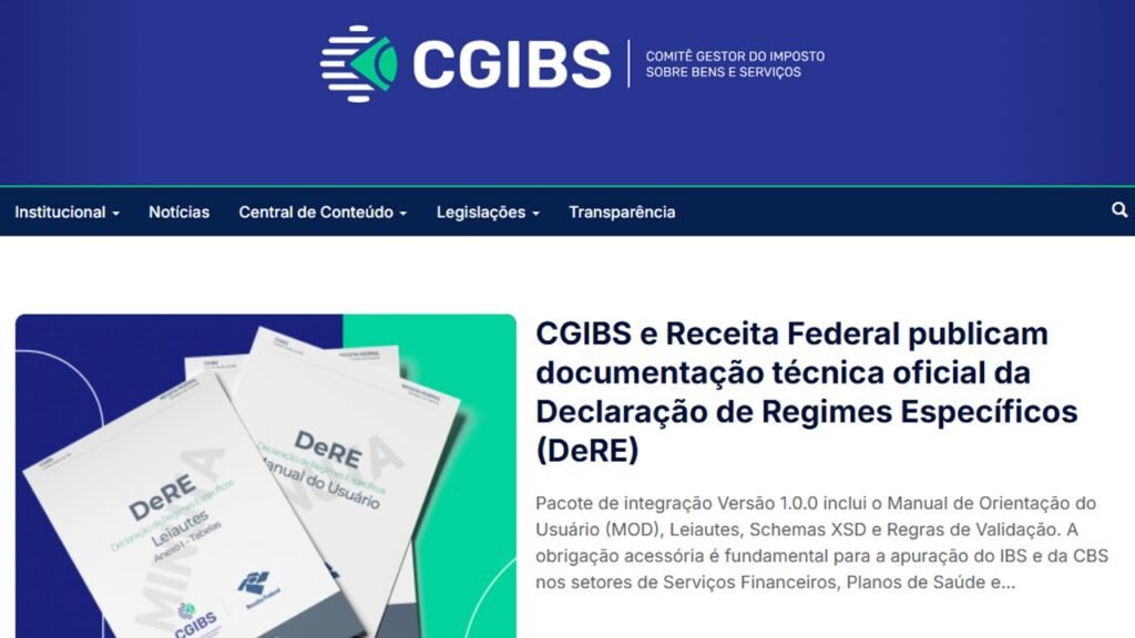 CGIBS e RFB publicam documentação técnica da DeRE