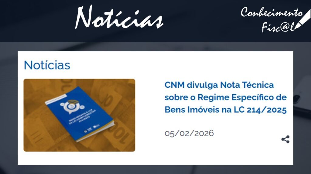 CNM publica NT sobre Bens Imóveis